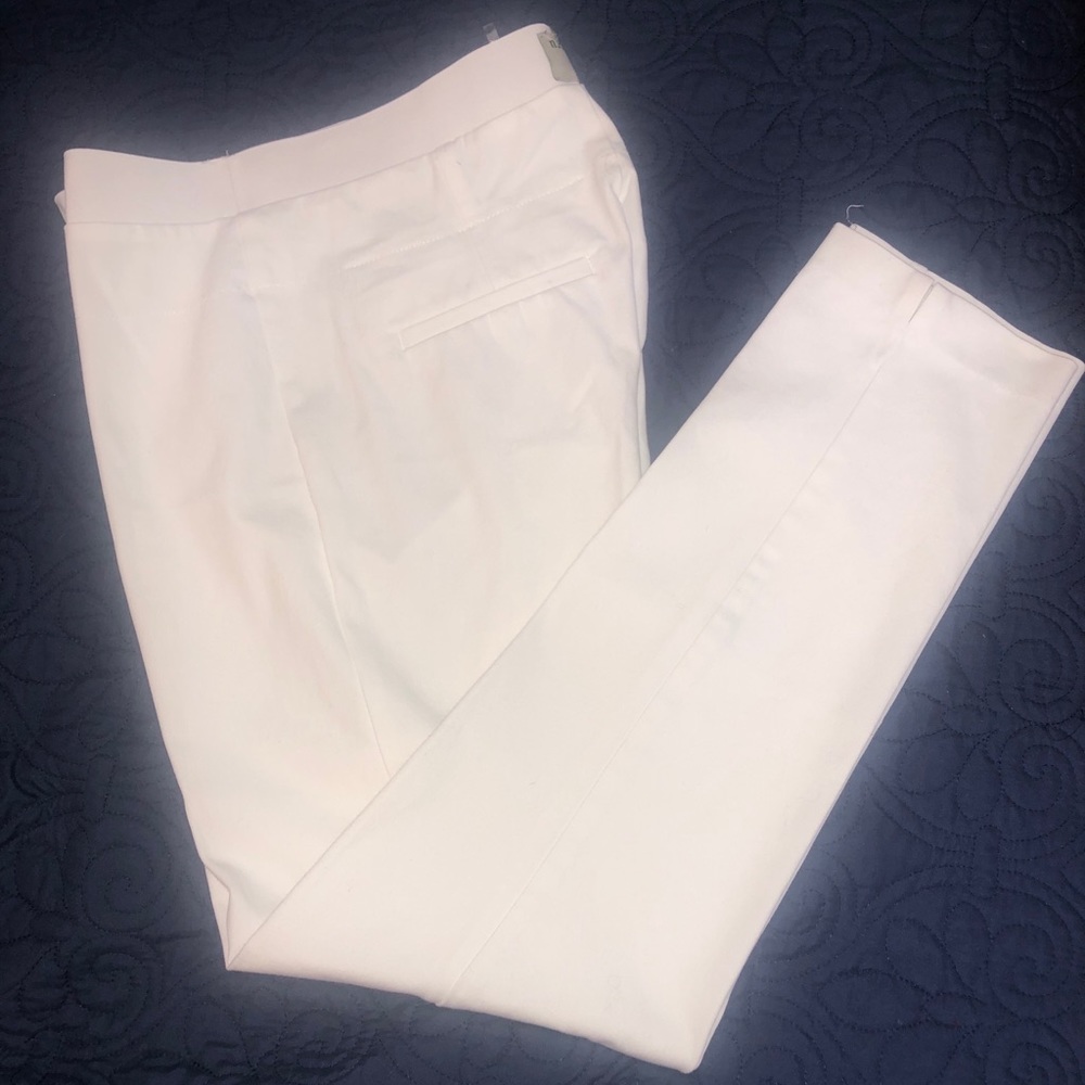 Ecru cotton/elastane pull up pants